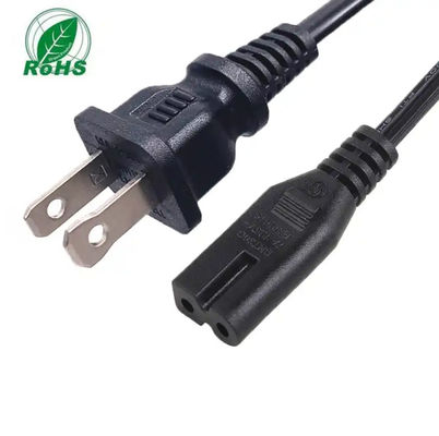Czarny przewód zasilania USA 10A 125V 2 pin NEMA 1-15P Wtyczka do IEC 320 C7