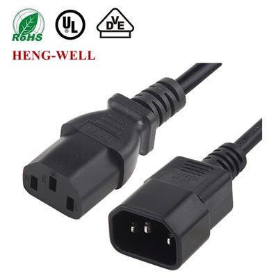 Czarny przewód zasilający, 10A 15A 125V 250V 18AWG