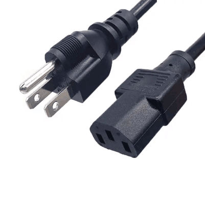 PVC 3 pin Japonia kabel zasilania, IEC 320 C13 AC kabel zasilania 1,8m Czarny