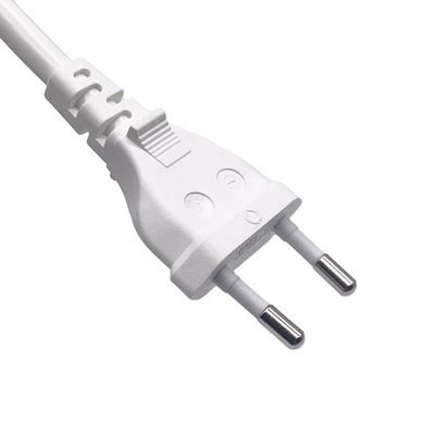Biały europejski przewód zasilający WDE 2 PIN wtyczka 2,5A 250V 1,7m