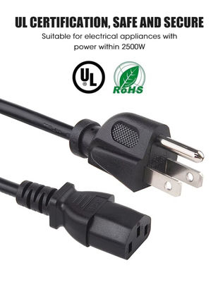 UL American Power Cord, 3 szpilki NEMA 5-15P Wtyczka do IE320 C13 US Type Power Cord
